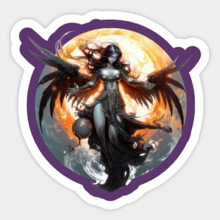 Dark Angel Embracing Flames Sticker